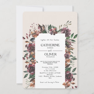 Elegant Waterverf Herfst Flowers Lijst Ecru Weddin Kaart