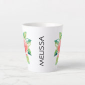 Elegant Waterverf Hibiscus Tropische Floral Latte Mok (Voorkant)