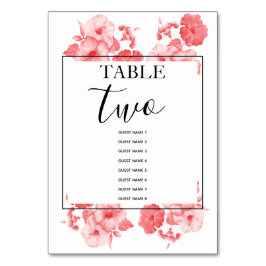 Elegant Waterverf Hibiscus Wedding Guest Names Kaart