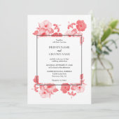 Elegant Waterverf Hibiscus Wedding Invitations Kaart (Staand voorkant)