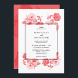 Elegant Waterverf Hibiscus Wedding Invitations Kaart<br><div class="desc">Dit ontwerp bevat elegante rode tropische hibiscus bloemen. De zwarte tekst staat tegenover de rode florale waterverf afbeelding. De zwarte rand rond de tekst creëer een gesofisticeerde, trendy en chic stijl. De eenvoudige opstelling van de typografie geeft het een verschillende stijl. Ideaal voor een tropische strandbruiloft. Elegant huwelijksuitnodigingsontwerp met moderne...</div>