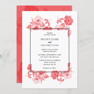 Elegant Waterverf Hibiscus Wedding Invitations Kaart