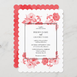 Elegant Waterverf Hibiscus Wedding Invitations Kaart