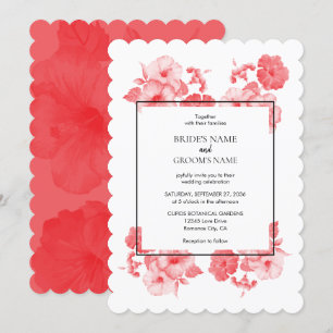 Elegant Waterverf Hibiscus Wedding Invitations Kaart