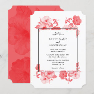 Elegant Waterverf Hibiscus Wedding Invitations Kaart