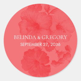 Elegant Waterverf Hibiscus Wedding Ronde Sticker