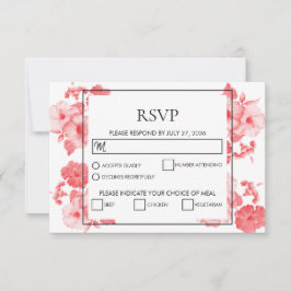 Elegant Waterverf Hibiscus Wedding RSVP-kaarten RSVP Kaartje