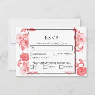Elegant Waterverf Hibiscus Wedding RSVP-kaarten RSVP Kaartje