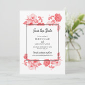 Elegant Waterverf Hibiscus Wedding Save The Date (Staand voorkant)