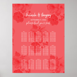 Elegant Waterverf Hibiscus Wedding Seding Chart Poster