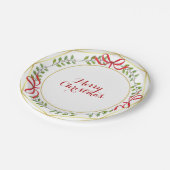 Elegant waterverf Holiday greenery Kerstmis Papieren Bordje (Gekanteld)
