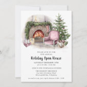 Elegant Waterverf Holiday Open House Uitnodiging (Voorkant)