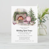 Elegant Waterverf Holiday Open House Uitnodiging (Staand voorkant)