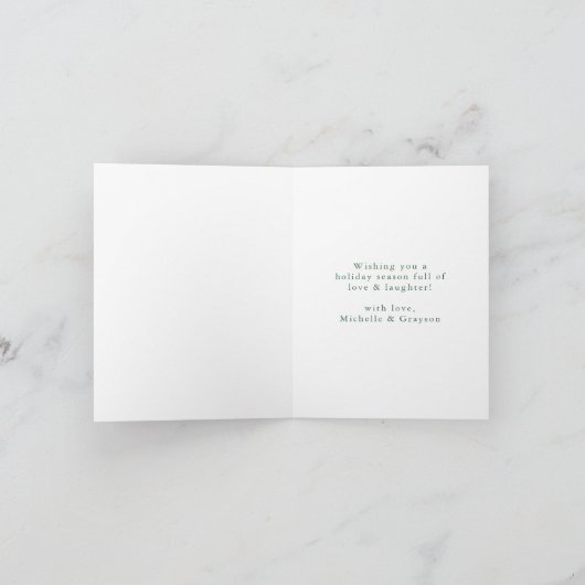 Elegant Waterverf Holly Berries & Greenery Foto Feestdagen Kaart (Binnen)