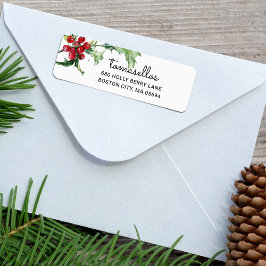 Elegant Waterverf Holly Berries Return Address Etiket