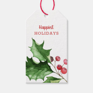 Elegant Waterverf Holly laat Labels voor cadeautje Cadeaulabel