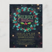 Elegant Waterverf Holly Wreater kerstparty Briefkaart (Voorkant)