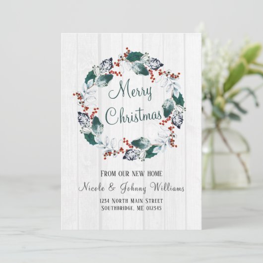 Elegant Waterverf Holly Wreator Kerstbeweging Aankondiging (Staand voorkant)