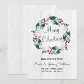 Elegant Waterverf Holly Wreator Kerstbeweging Aankondiging (Voorkant / Achterkant)