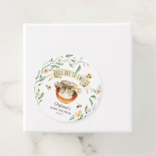 Elegant Waterverf HoneyBee Baby shower Hartelijk d Bedankjes Labels (In situ)