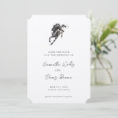 Elegant Waterverf Horse Equestrian Photo Wedding Save The Date (Staand voorkant)