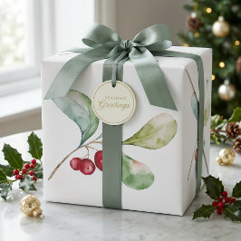 Elegant Waterverf Hulst Kerst Inpakpapier