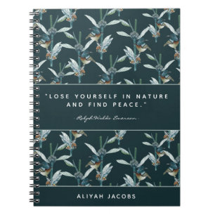 Elegant Waterverf Hummingbird Finding Peace Quote Notitieboek