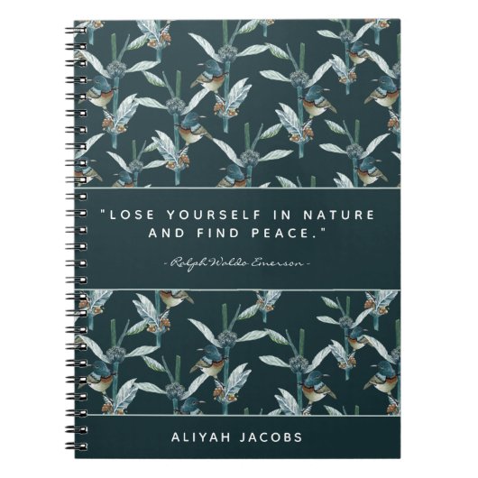 Elegant Waterverf Hummingbird Finding Peace Quote Notitieboek (Voorkant)