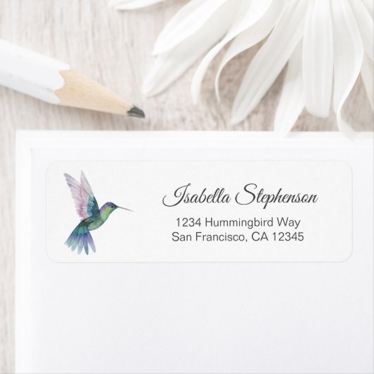 Elegant Waterverf Hummingbird Return Address Etiket (Insitu)