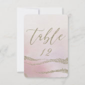 Elegant Waterverf in Blush Wedding Table Number Kaart (Achterkant)
