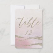 Elegant Waterverf in Blush Wedding Table Number Kaart (Voorkant)