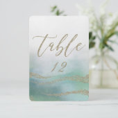 Elegant Waterverf in Ocean Wedding Table Numbers Kaart (Staand voorkant)