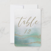 Elegant Waterverf in Ocean Wedding Table Numbers Kaart (Achterkant)