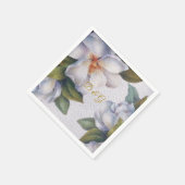 Elegant Waterverf Ivoor Magnolia Gold Monogram Servet (Hoek)