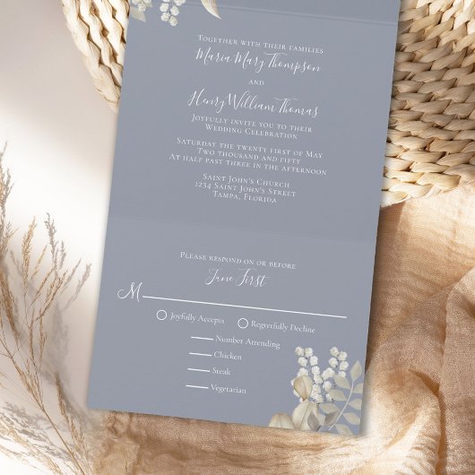 Elegant Waterverf Ivory Cream Floral Roos All In One Uitnodiging