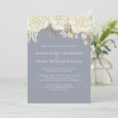 Elegant Waterverf Ivory Roos Floral Gold Foliage Kaart (Staand voorkant)