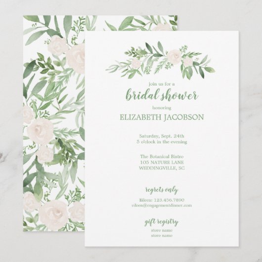 Elegant Waterverf Ivory Roos Floral Vrijgezellenfe Kaart (Voorkant / Achterkant)