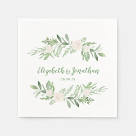 Elegant Waterverf Ivory Roos Wedding Servet