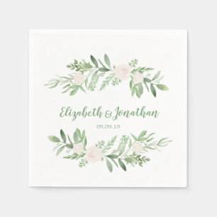 Elegant Waterverf Ivory Roos Wedding Servet
