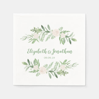 Elegant Waterverf Ivory Roos Wedding Servet
