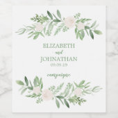 Elegant Waterverf Ivory Roos Wedding Wijn Etiket (Enkel label)