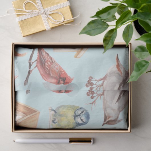 Elegant  Waterverf Kardinaal Vogelhuis Tissuepapier (Geschenk)