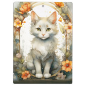 Elegant Waterverf Kat Artistiek Bloemen Klembord (Achterkant)