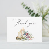 Elegant Waterverf Kerst Feestelijk Boeket Bedankkaart (Staand voorkant)