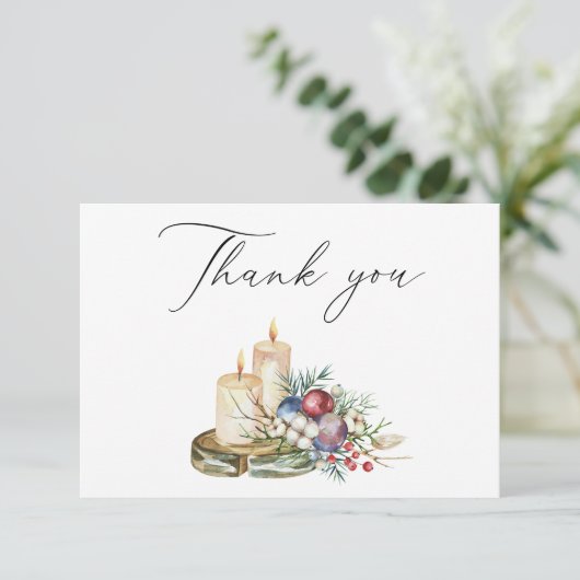 Elegant Waterverf Kerst Feestelijk Boeket Bedankkaart (Staand voorkant)