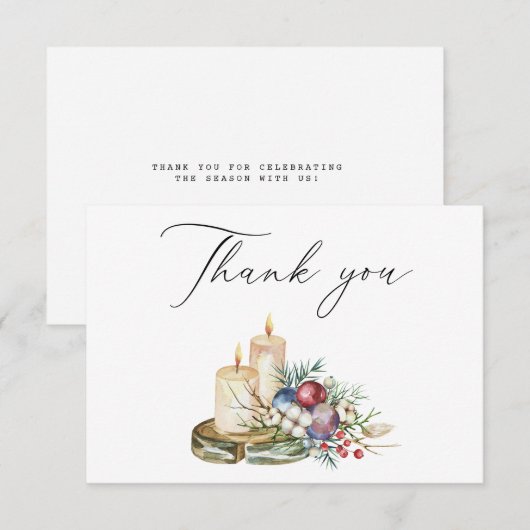 Elegant Waterverf Kerst Feestelijk Boeket Bedankkaart (Voorkant / Achterkant)