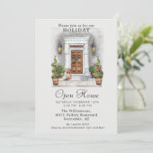 Elegant Waterverf Kerst Open Huis Kaart (Staand voorkant)