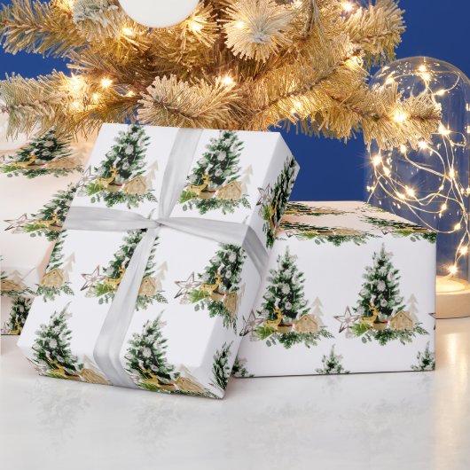 Elegant Waterverf kerstboom Cadeaupapier (Feestdagen)