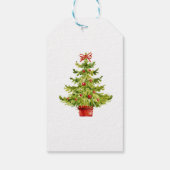 Elegant, Waterverf kerstboom, Confetti Cadeaulabel (Achterkant)