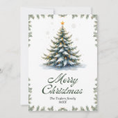 Elegant Waterverf kerstboom Feestdagenkaart (Voorkant)
